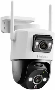 Câmera externa inteligente Intelbras IM9 Plus 360° com visão noturna colorida e integração Alexa.