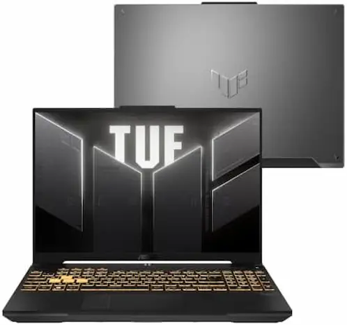 Notebook Gamer ASUS TUF Gaming F16 Gray com placa RTX 4050 e tela de 16 polegadas.