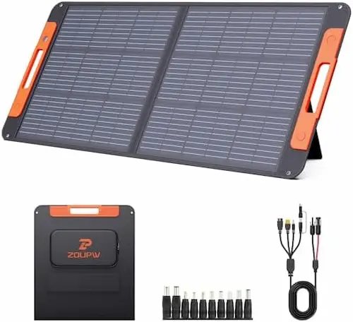 Painel Solar Portátil ZOUPW 100W dobrável com tecnologia ETFE e proteção IP67 para Starlink Mini